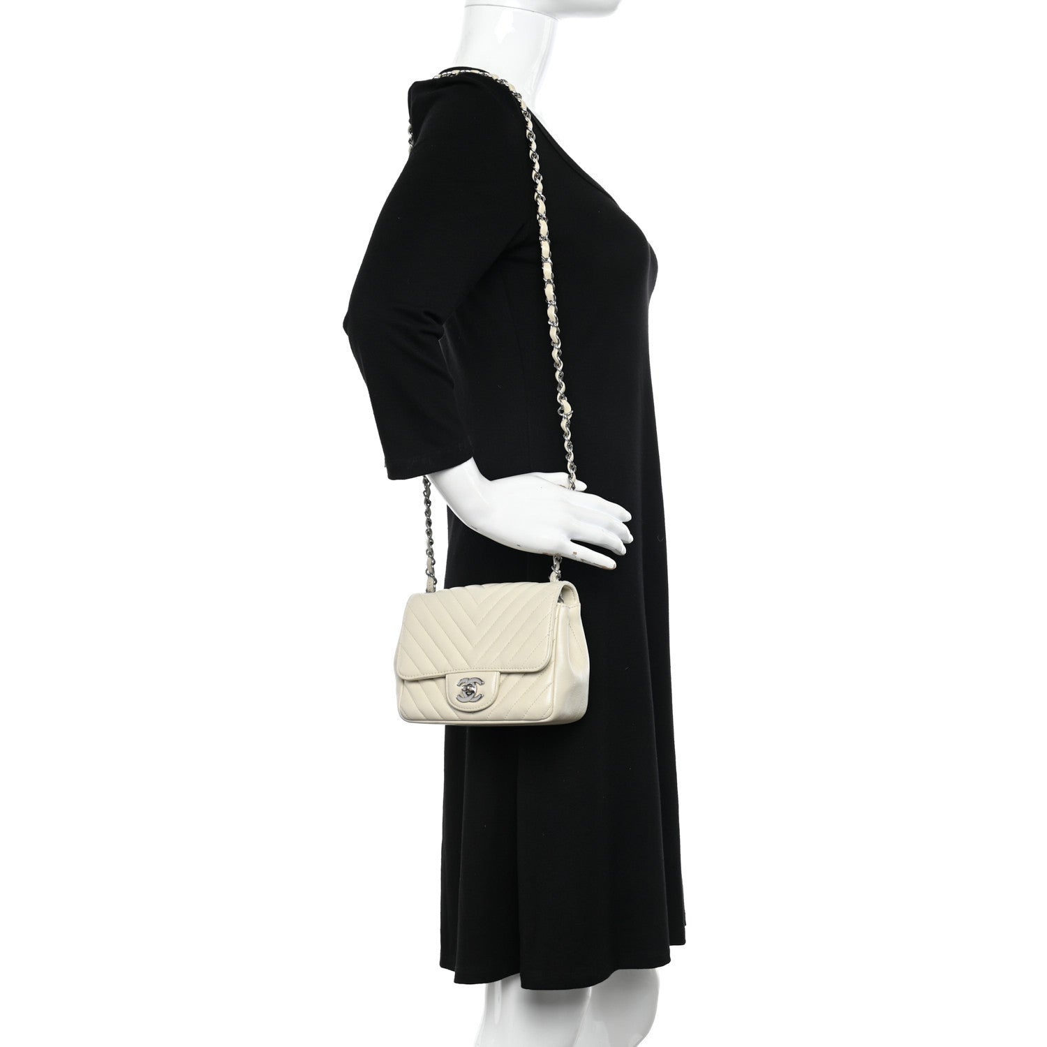 Chanel Lambskin Chevron Quilted Mini Square Flap White 2 of 10