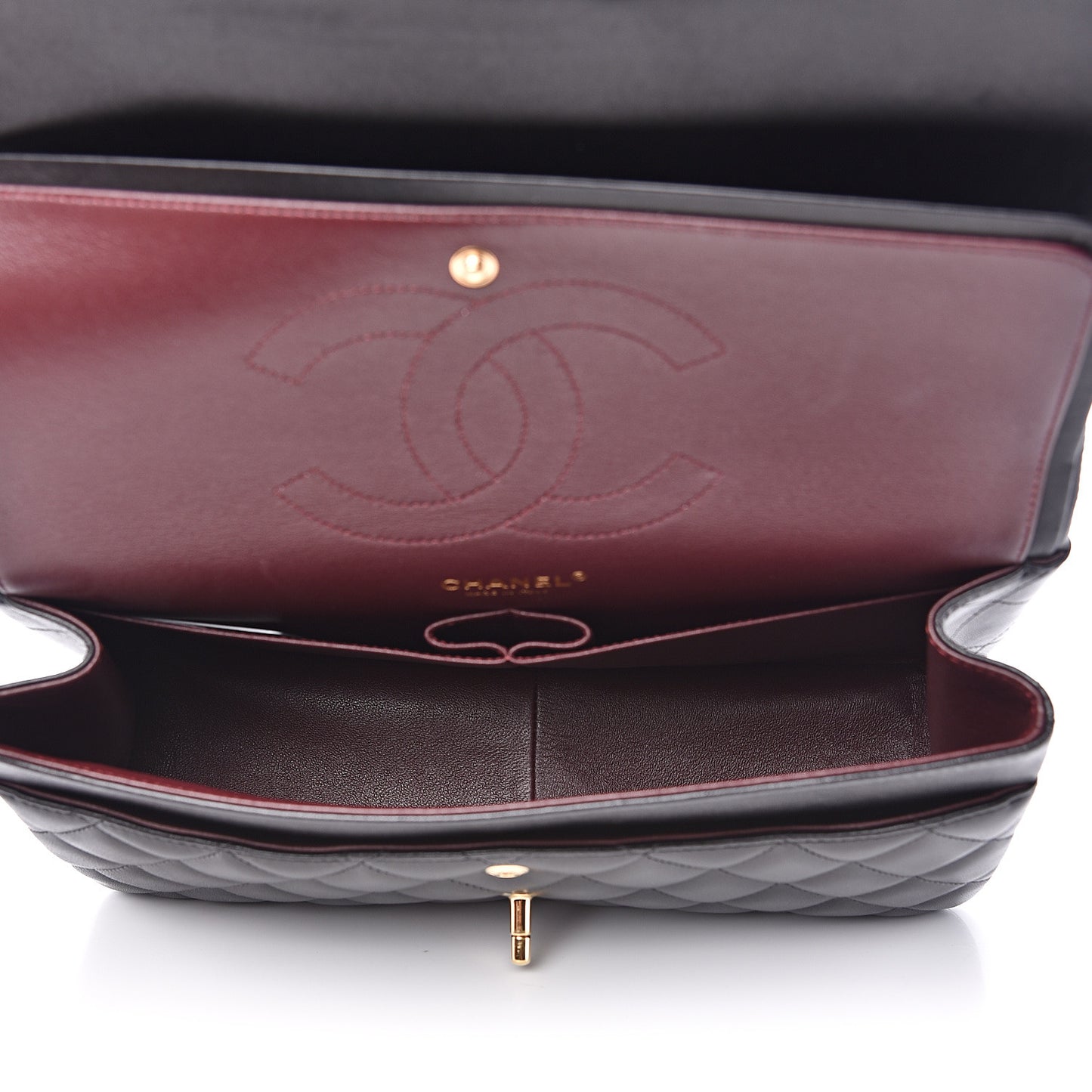 Lambskin Quilted Jumbo Double Flap Black