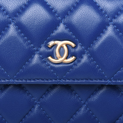 Chanel Lambskin Quilted Pearl Crush Clutch With Chain Blue 12 of 12