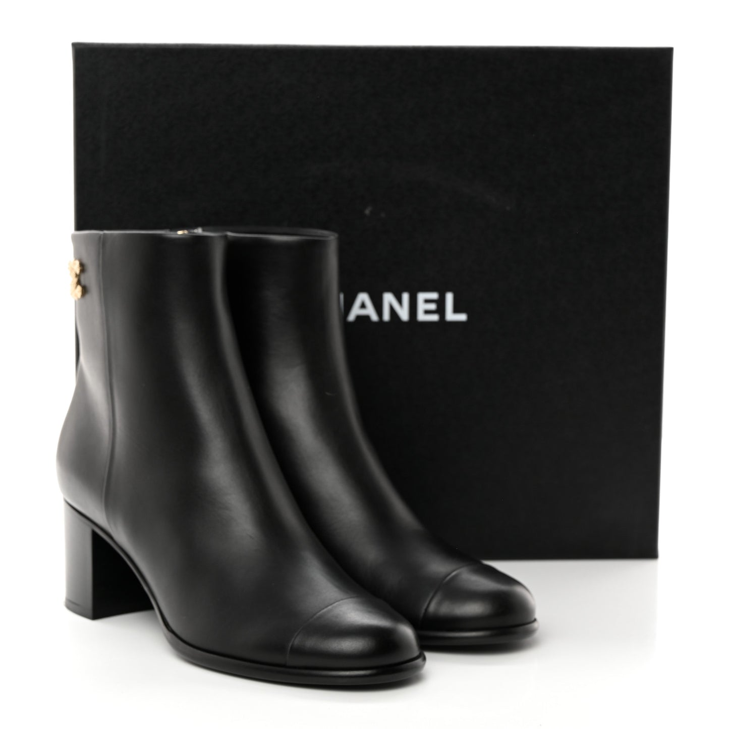 Calfskin CC Ankle Boots 37 Black
