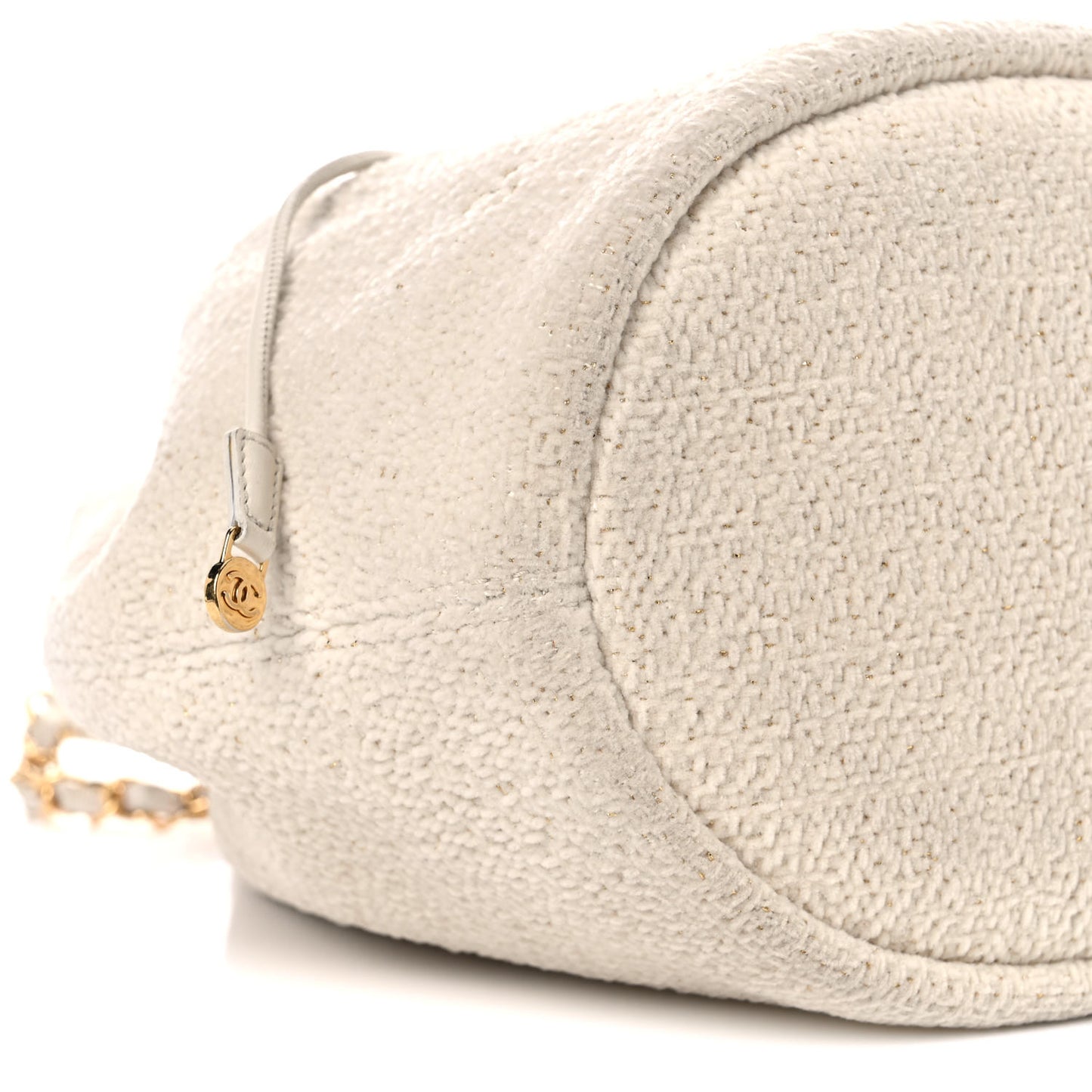Lurex Boucle Deauville Drawstring Bag Ivory
