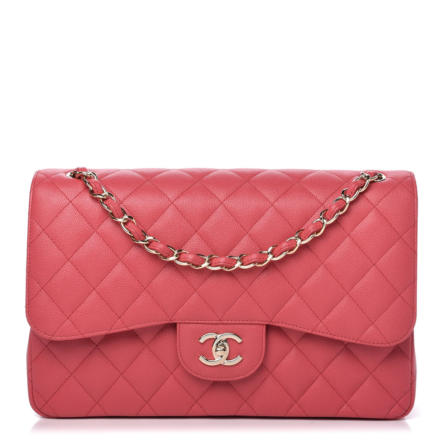 Caviar Quilted Jumbo Double Flap Dark Pink