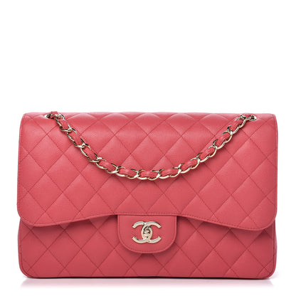 Chanel Caviar Quilted Jumbo Double Flap Dark Pink 1 of 10