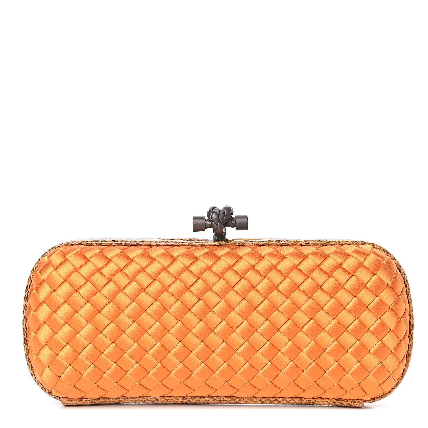 Bottega Veneta Satin Intreccio Impero Ayers Stretch Knot Clutch Orange 1 of 9