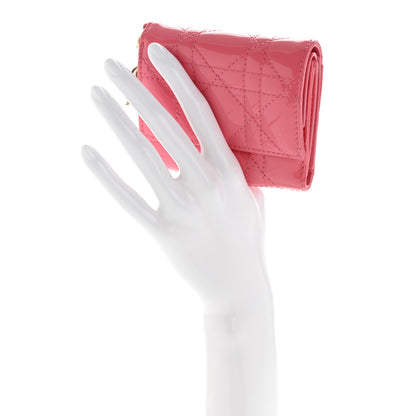 Christian Dior Patent Cannage Lady Dior Medium Wallet Bubble Pink 2 of 7