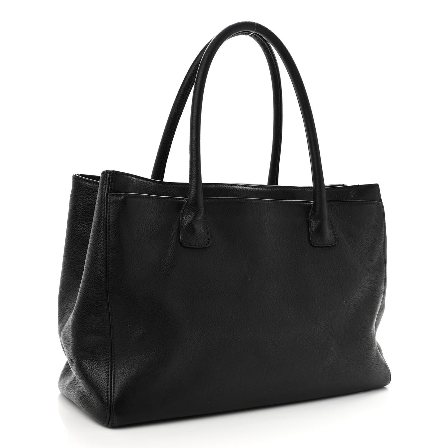 Calfskin Cerf Executive Shopper Tote Black