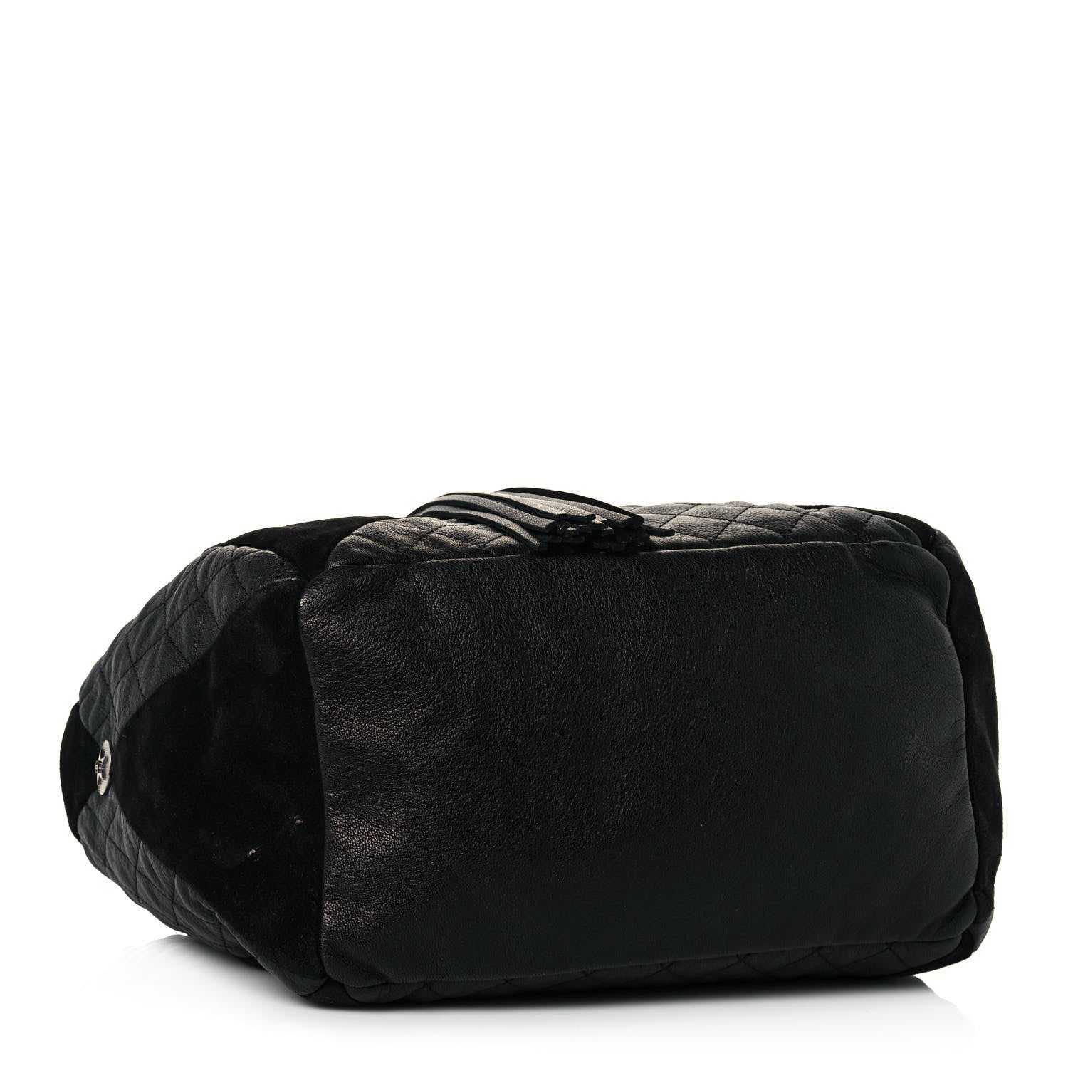 Chanel Goatskin Suede Calfskin Quilted Patchwork Drawstring Bag Black 4 of 14