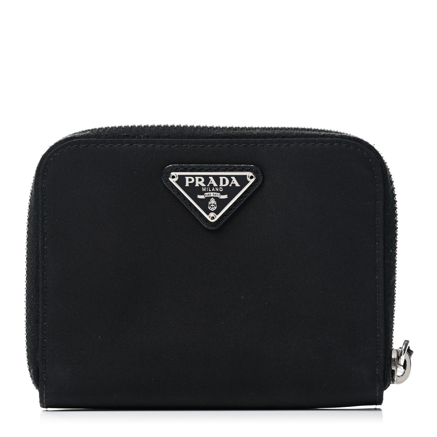 Prada Tessuto Nylon Compact Zip Around Wallet Black 1 of 8