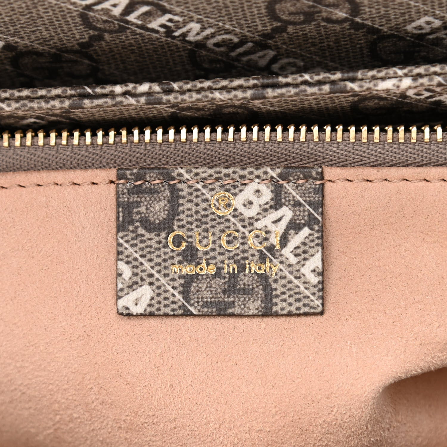 Gucci X BALENCIAGA GG Supreme Monogram Logo Print Horsebit 1955 Shoulder Bag Beige Ebony 6 of 10