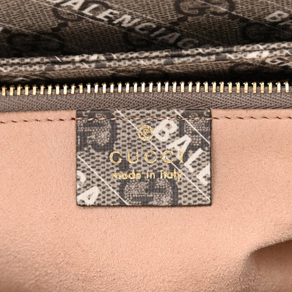 Gucci X BALENCIAGA GG Supreme Monogram Logo Print Horsebit 1955 Shoulder Bag Beige Ebony 6 of 10