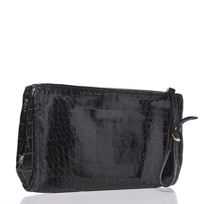 Miu Miu Embossed Crocodile Glazed Calfskin Wristlet Black 2 of 12