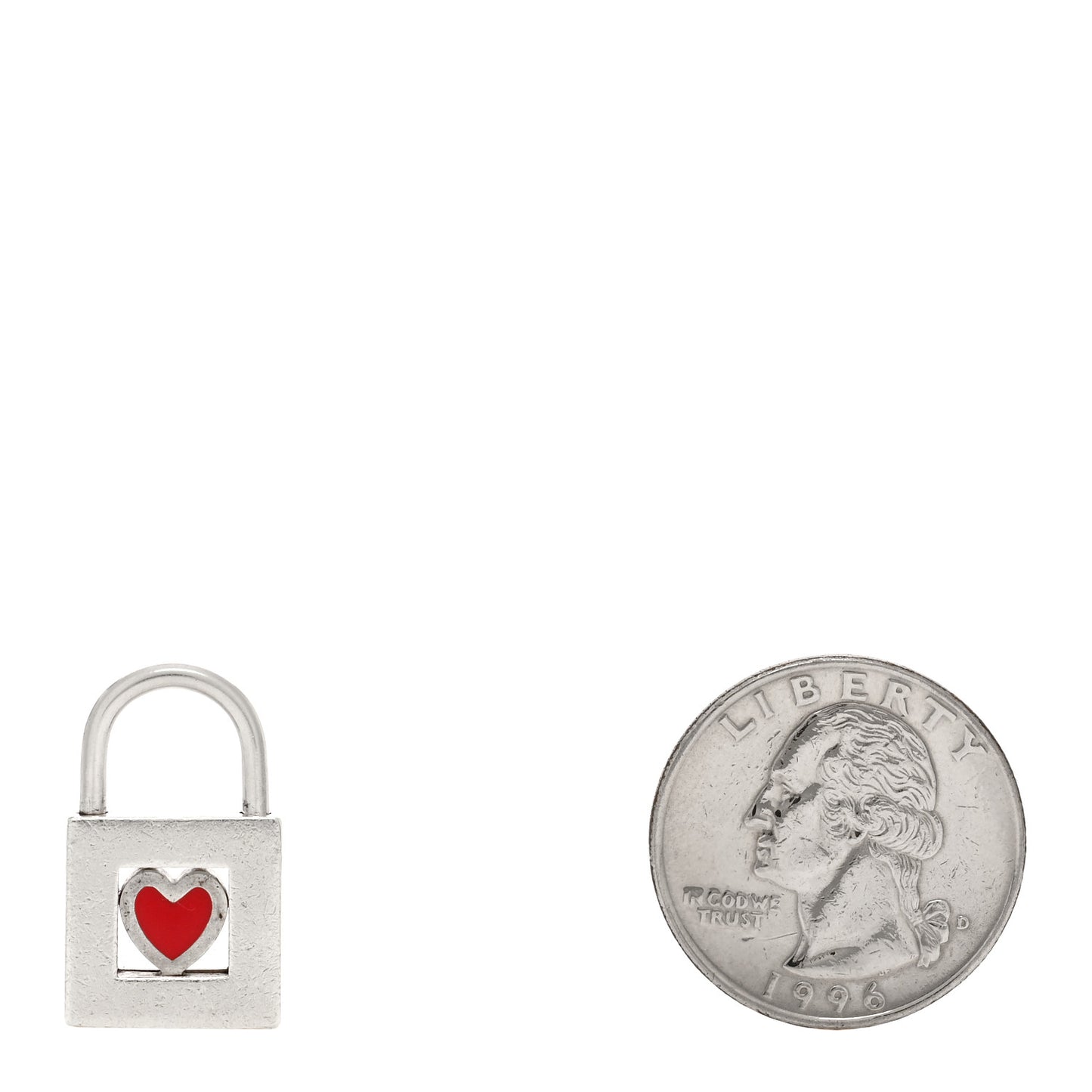 Sterling Silver Enamel Heart Pad Lock Charm Red