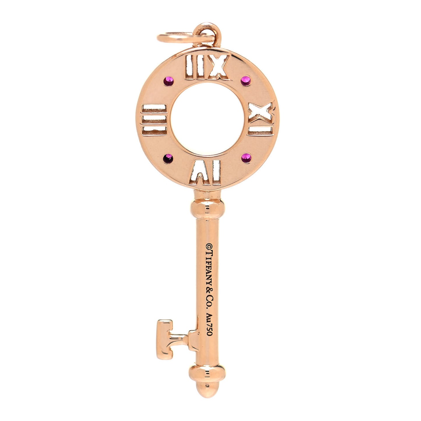 18K Rose Gold Ruby Atlas Pierced Key Pendant