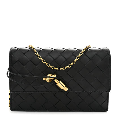 Bottega Veneta Nappa Intrecciato Andiamo Pouch On Chain Black Black 1 of 9