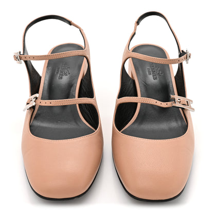 Hermes Goatskin Jackie 50 Pumps 38 Rose Antique 3 of 11