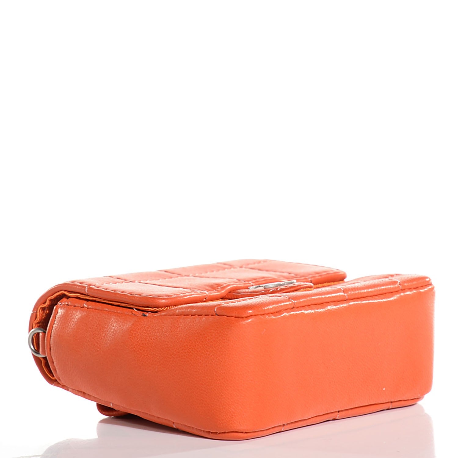 Chanel Lambskin Square Stitched Micro Convertible Flap Belt Bag Orange 3 of 10
