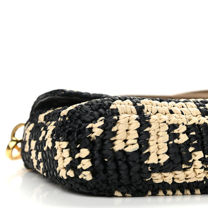 Fendi Raffia Vitello Dolce FF 1974 Crochet Baguette Black Natural 9 of 10
