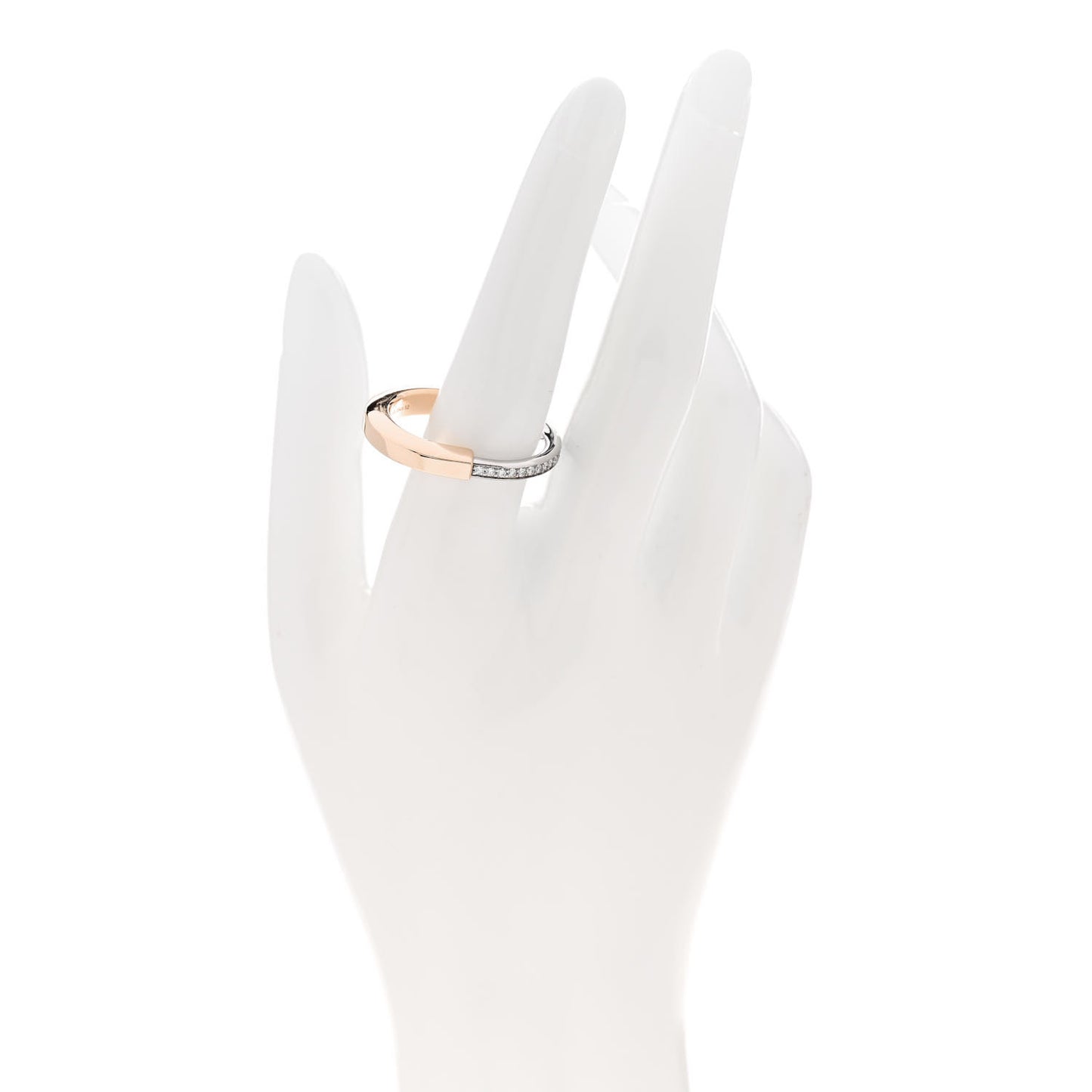 18K Rose White Gold Diamond Lock Ring 63 10.5