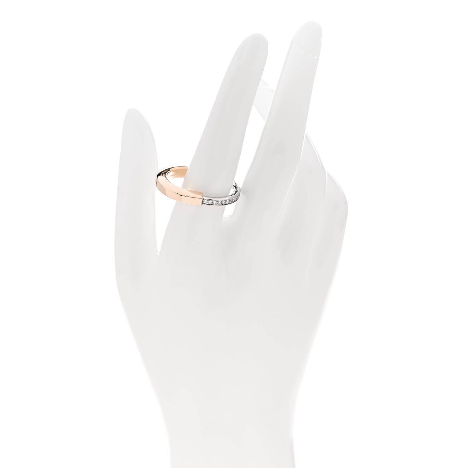 Tiffany 18K Rose White Gold Diamond Lock Ring 63 10.5 2 of 4