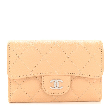 Chanel Caviar Quilted Flap Card Holder Wallet Beige 1 of 8