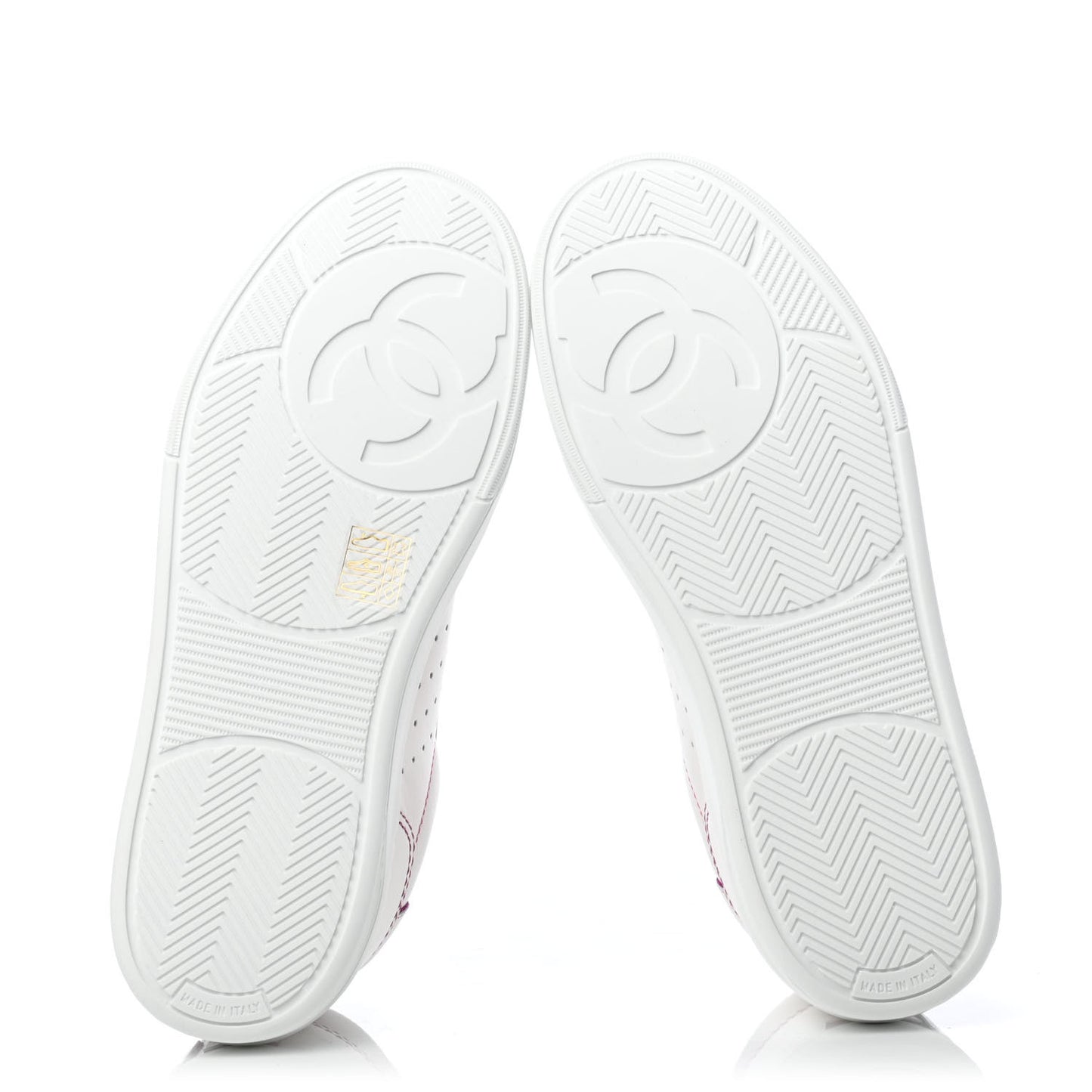 Calfskin Womens Logo Sneakers 38 White Pink