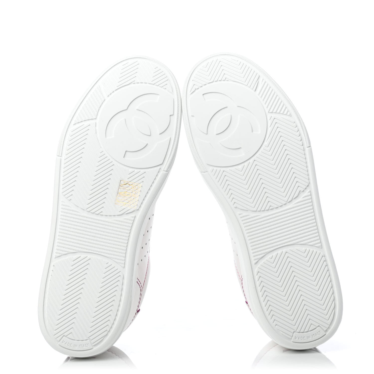 Chanel Calfskin Womens Logo Sneakers 38 White Pink 4 of 4