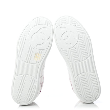 Chanel Calfskin Womens Logo Sneakers 38 White Pink 4 of 4