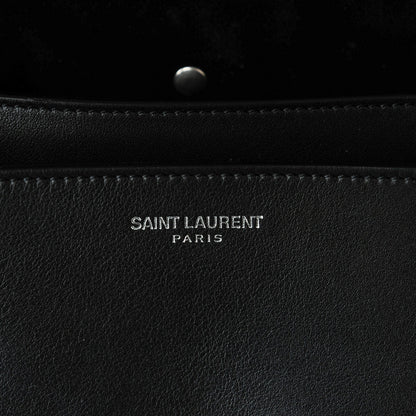 Saint Laurent Calfskin Mini Curved Fringe Saddle Bag Black 6 of 7