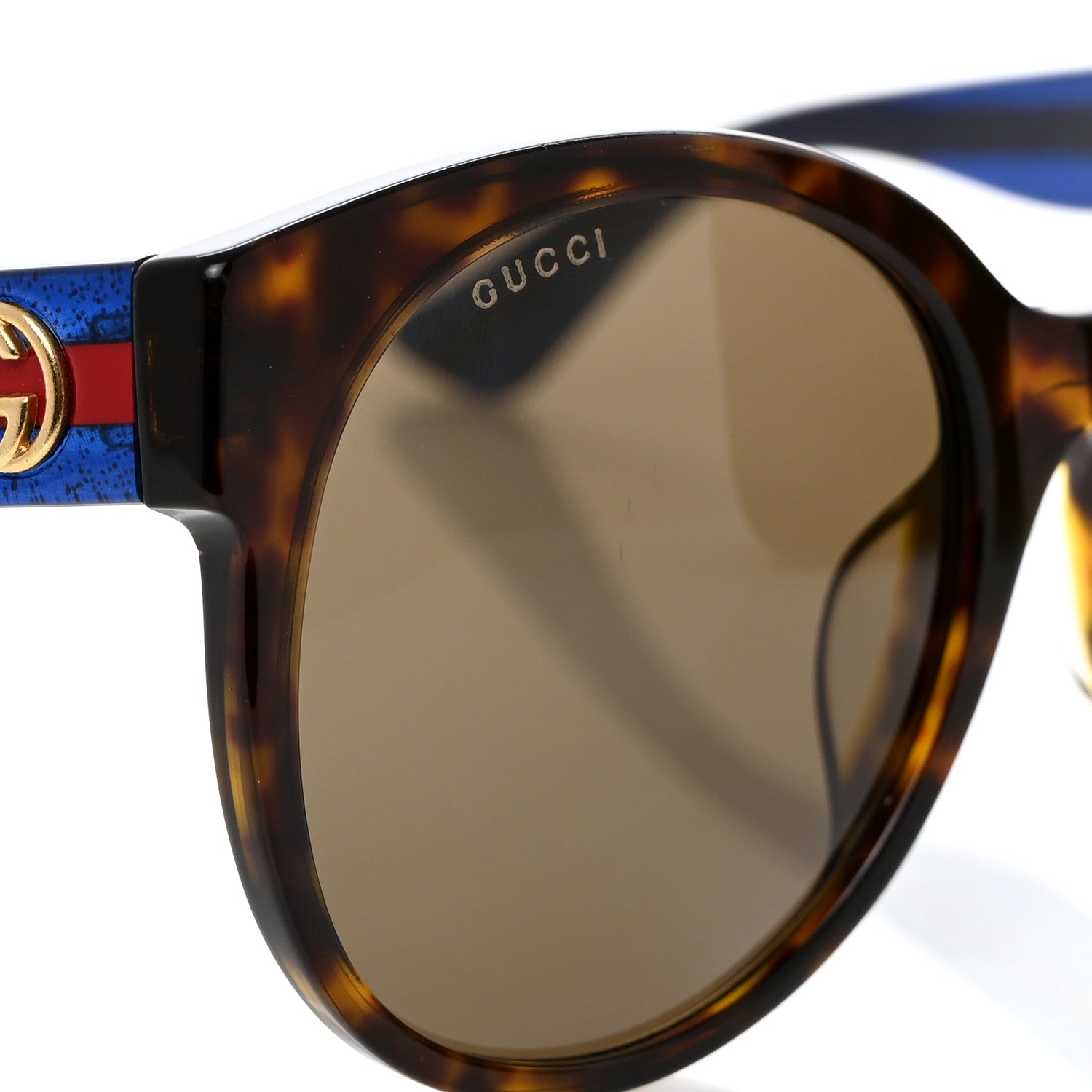 Gucci Acetate Round Web Sunglasses GG 0035S Blue 7 of 8
