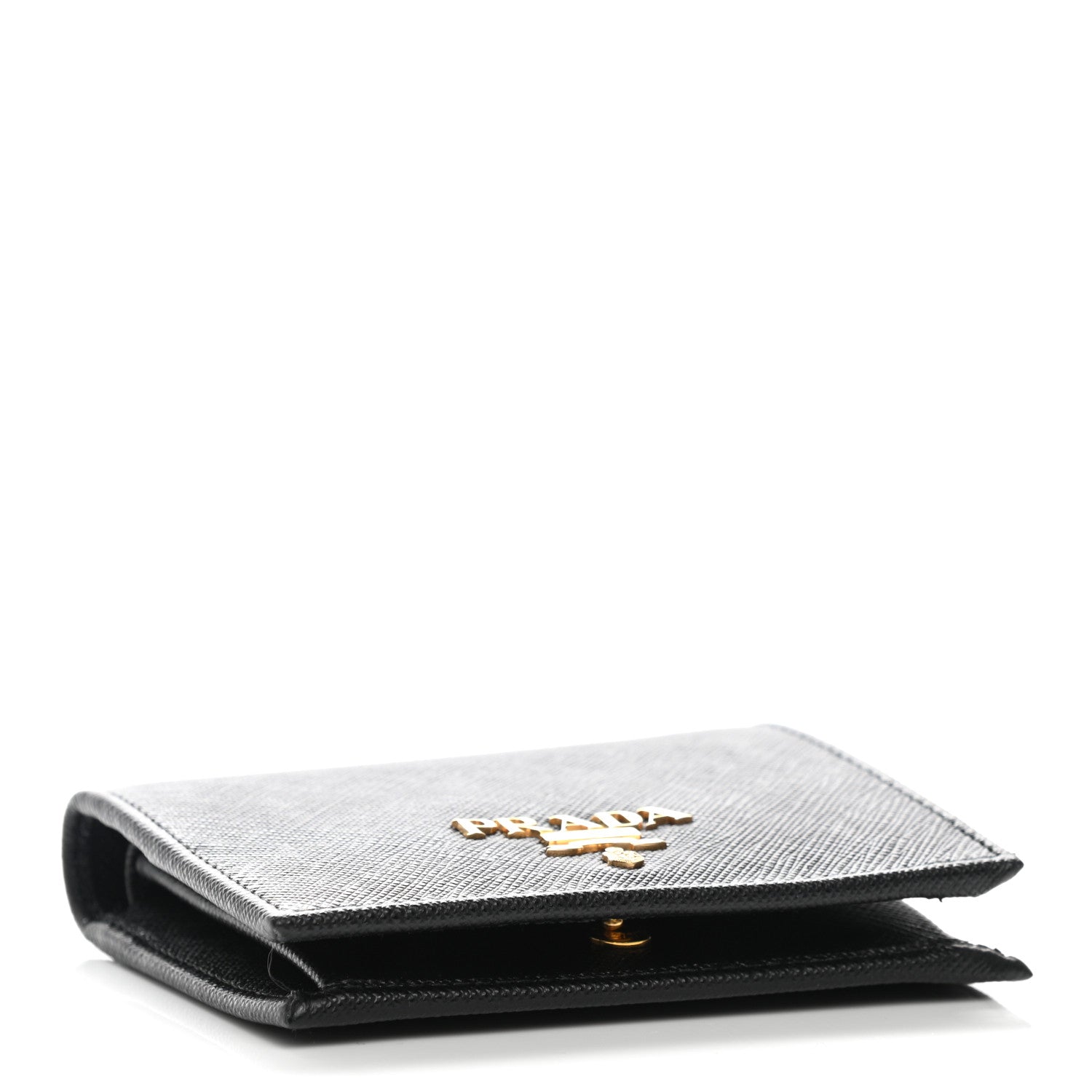 Prada Saffiano Triangle Bi-Fold Wallet Black 4 of 9