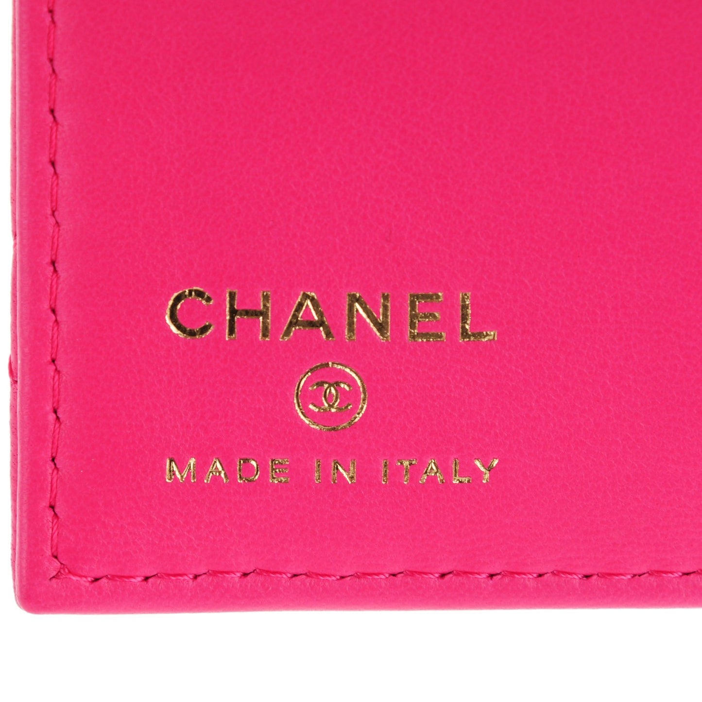 Lambskin Quilted Card Holder Wallet Fuchsia