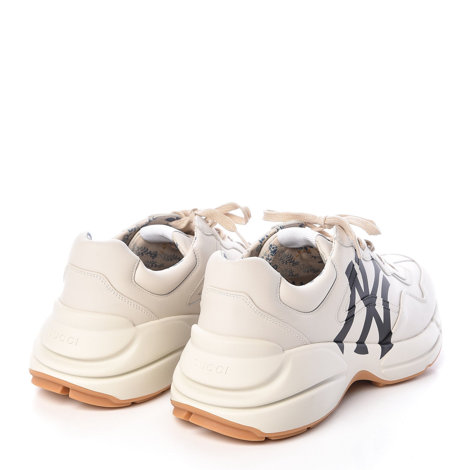 Gucci X MLB Calfskin NY Yankees Mens Rhyton Sneakers 10.5 Mystic White 4 of 10