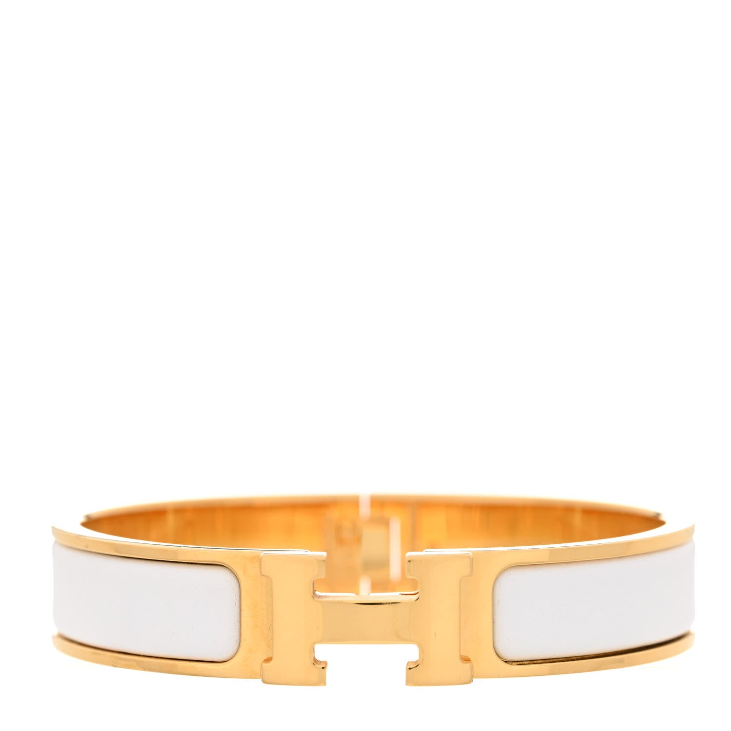 Hermes Enamel Narrow Clic Clac H Bracelet PM White 1 of 6