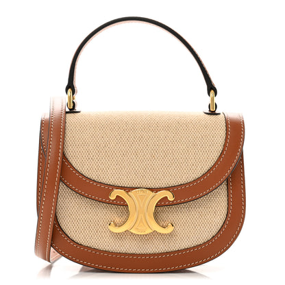 Celine Textile Calfskin Triomphe Mini Besace Clea Natural Tan 1 of 9