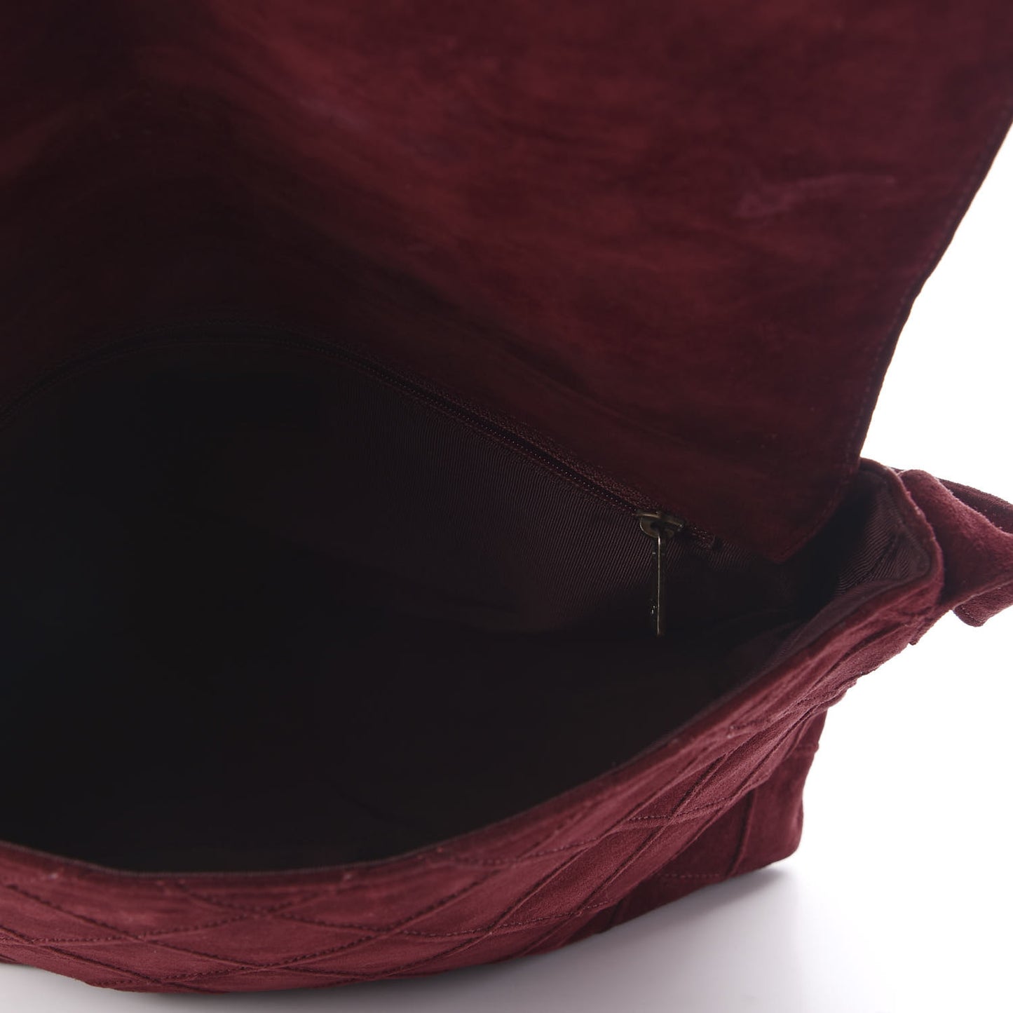 Suede Diamond Stitch Flap Bag Burgundy