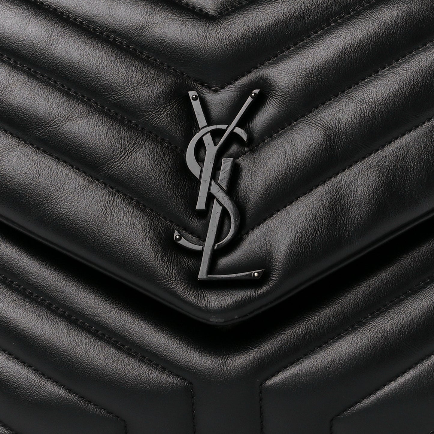 Calfskin Y Quilted Monogram Monochrome Medium Loulou Chain Satchel Black