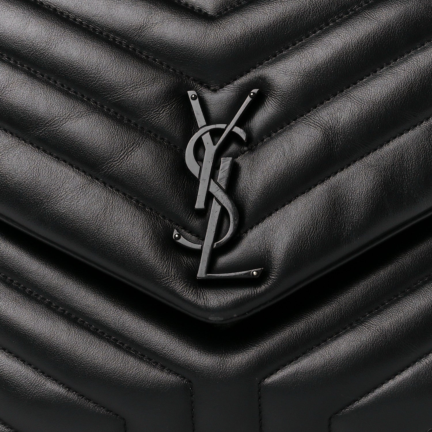 Saint Laurent Calfskin Y Quilted Monogram Monochrome Medium Loulou Chain Satchel Black 9 of 11