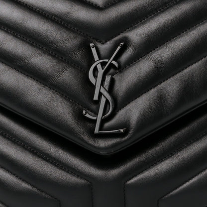 Saint Laurent Calfskin Y Quilted Monogram Monochrome Medium Loulou Chain Satchel Black 9 of 11