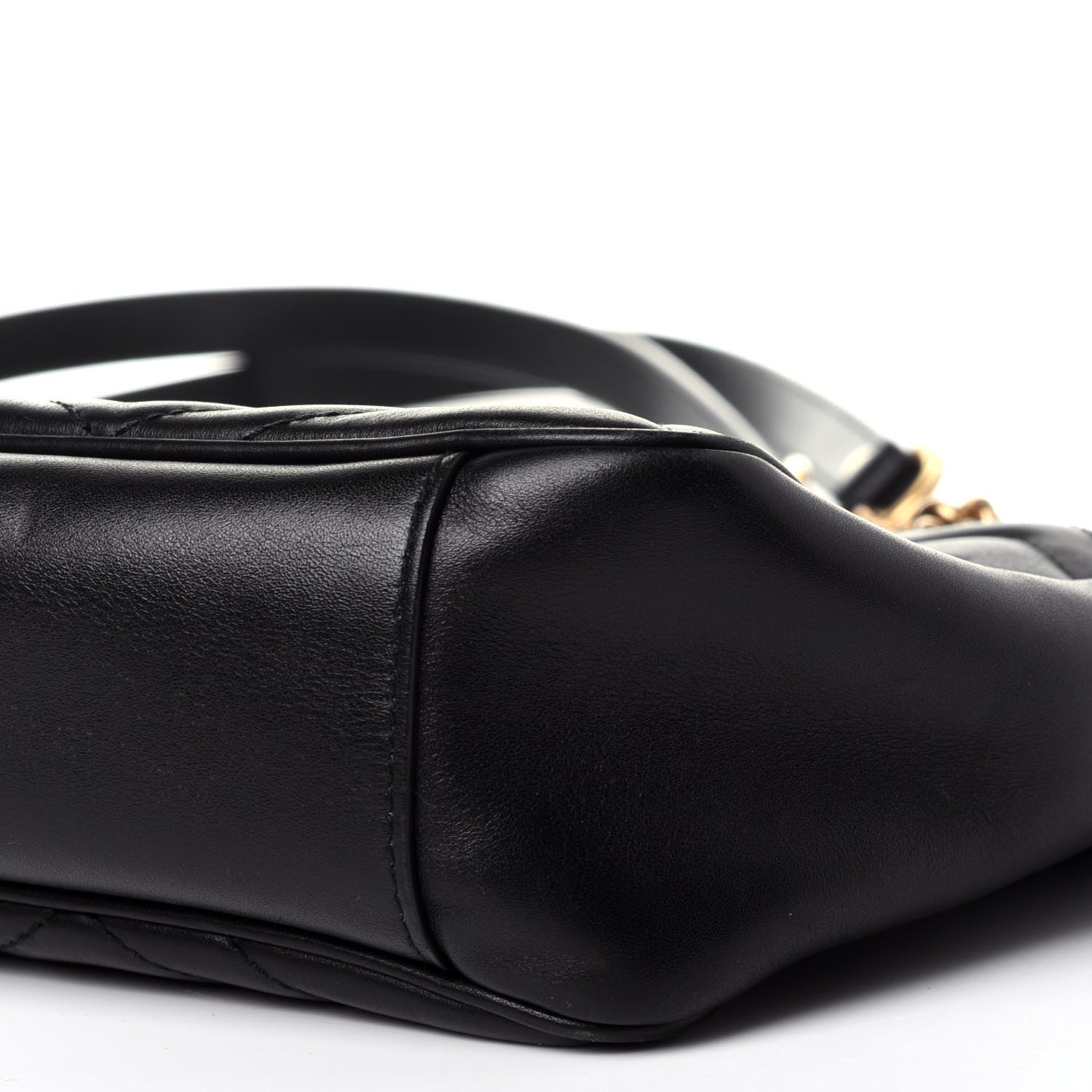 Gucci Calfskin Matelasse Medium GG Marmont Open Top Shoulder Bag Black 9 of 11