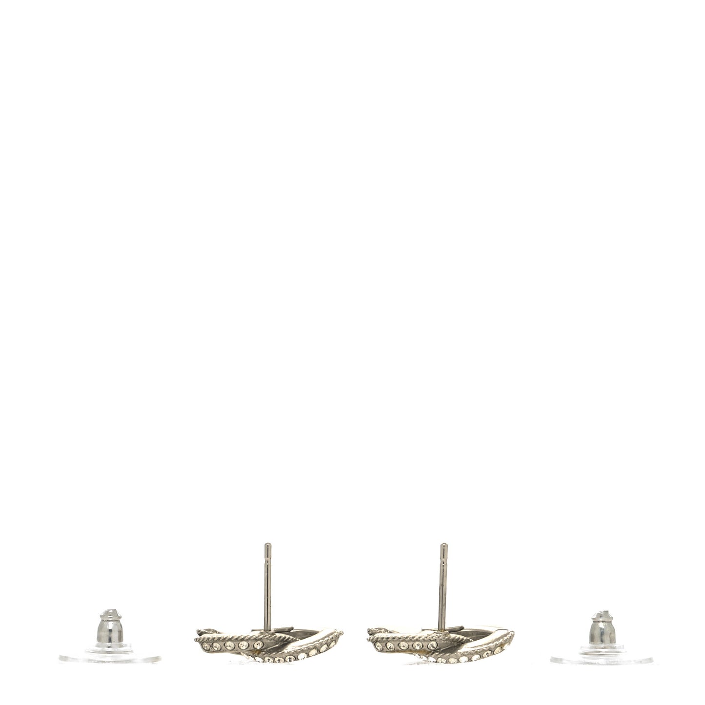 Baguette Crystal CC Earrings Silver