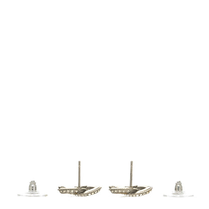 Chanel Baguette Crystal CC Earrings Silver 3 of 4