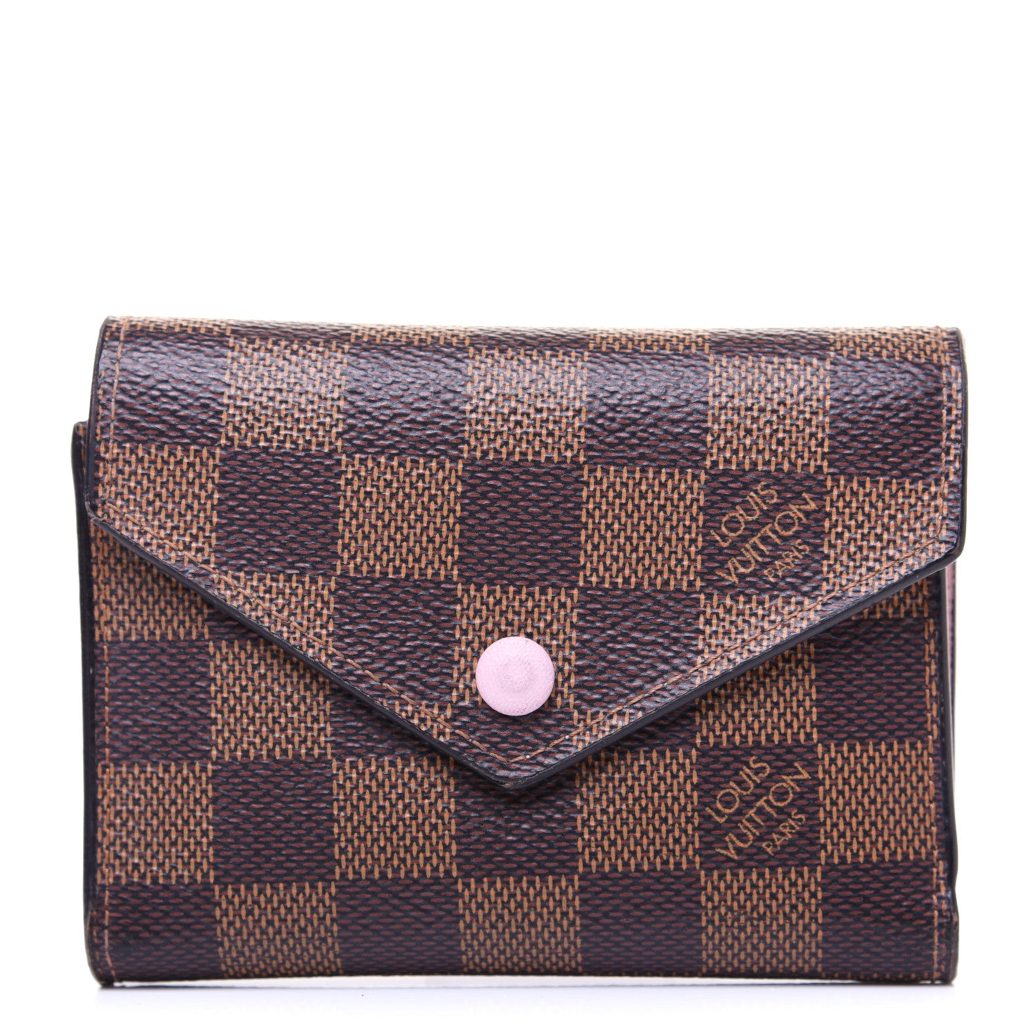 Louis Vuitton Damier Ebene Victorine Wallet Rose Ballerine 1 of 8
