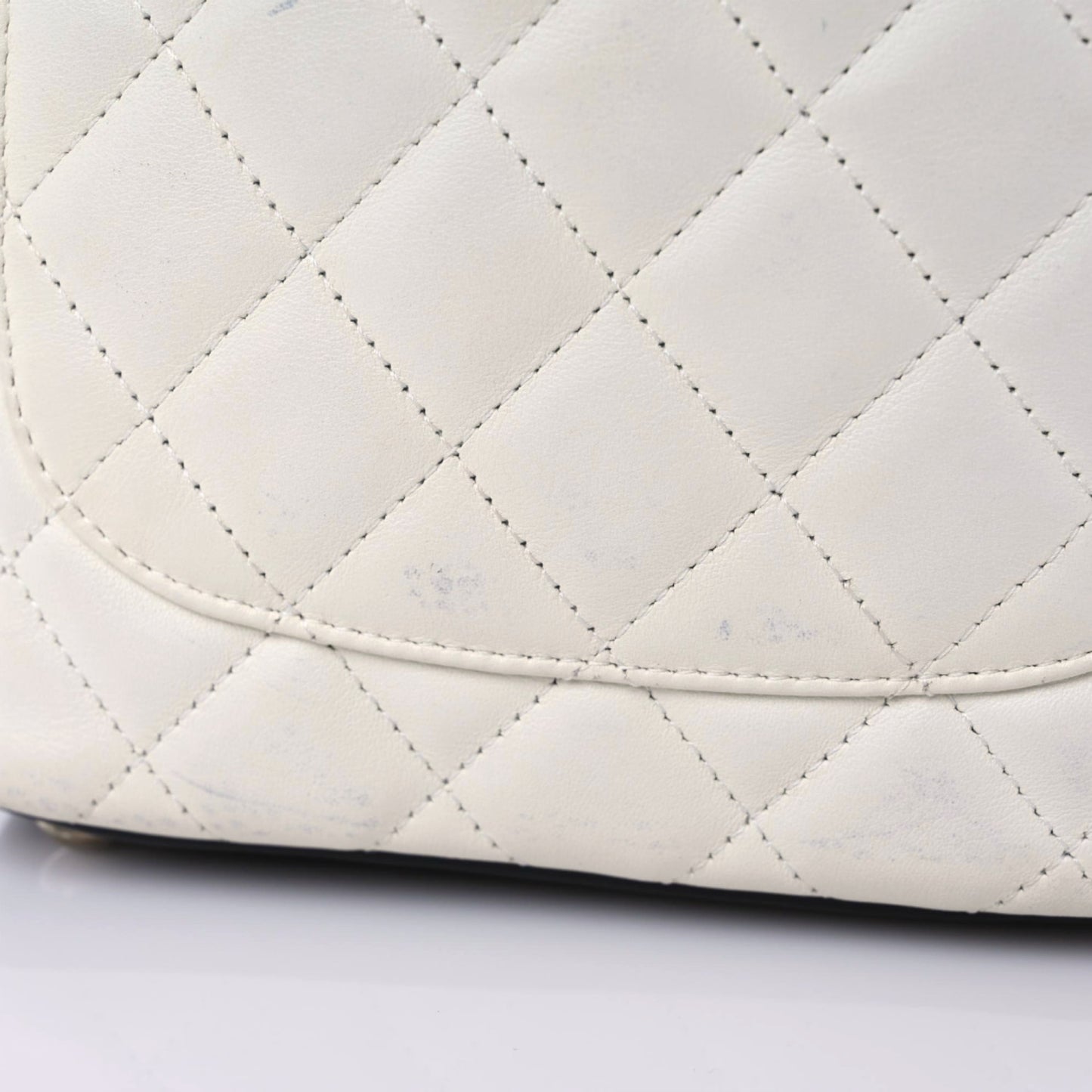 Calfskin Quilted Medium Cambon Tote White Black