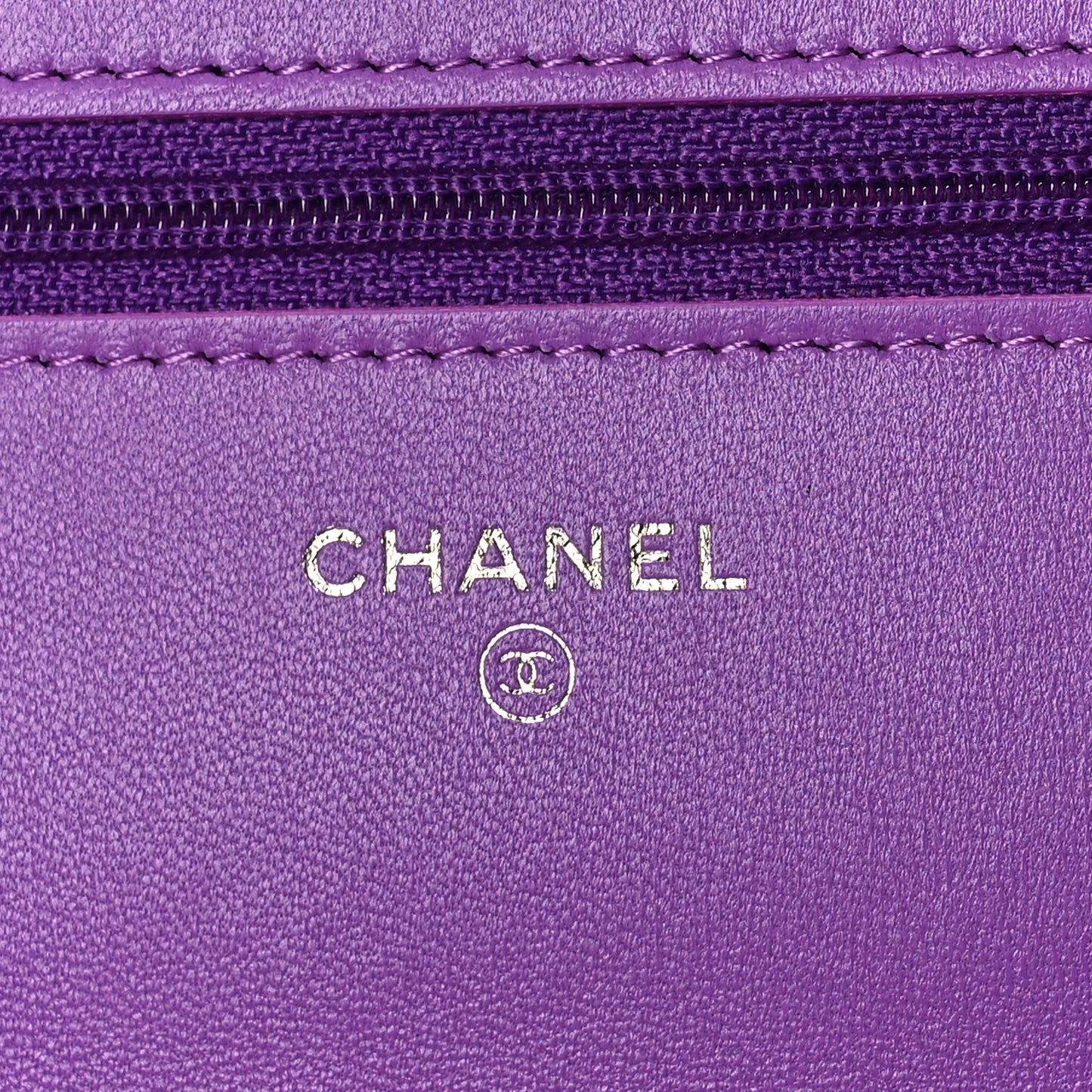 Lambskin Quilted Wallet On Chain WOC Light Purple