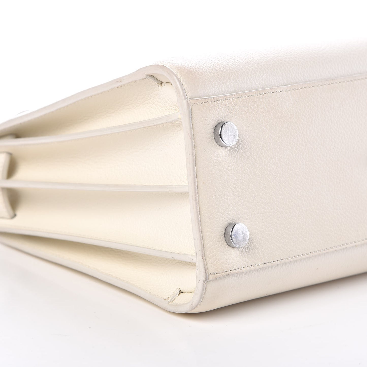 Grained Calfskin Baby Sac De Jour White