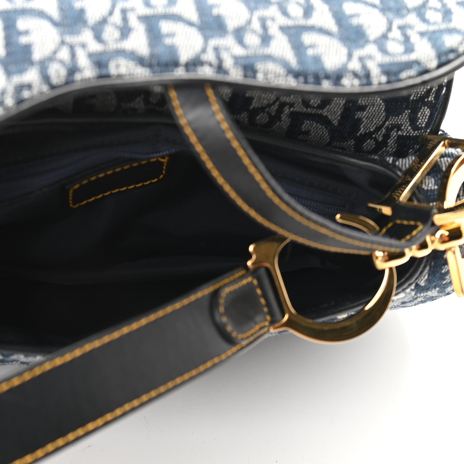 Christian Dior Monogram Double Saddle Bag Navy Blue 4 of 10