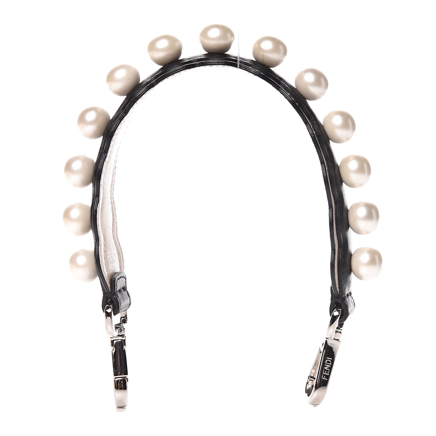 Calfskin Pearl Embellished Mini Strap You Black Camelia