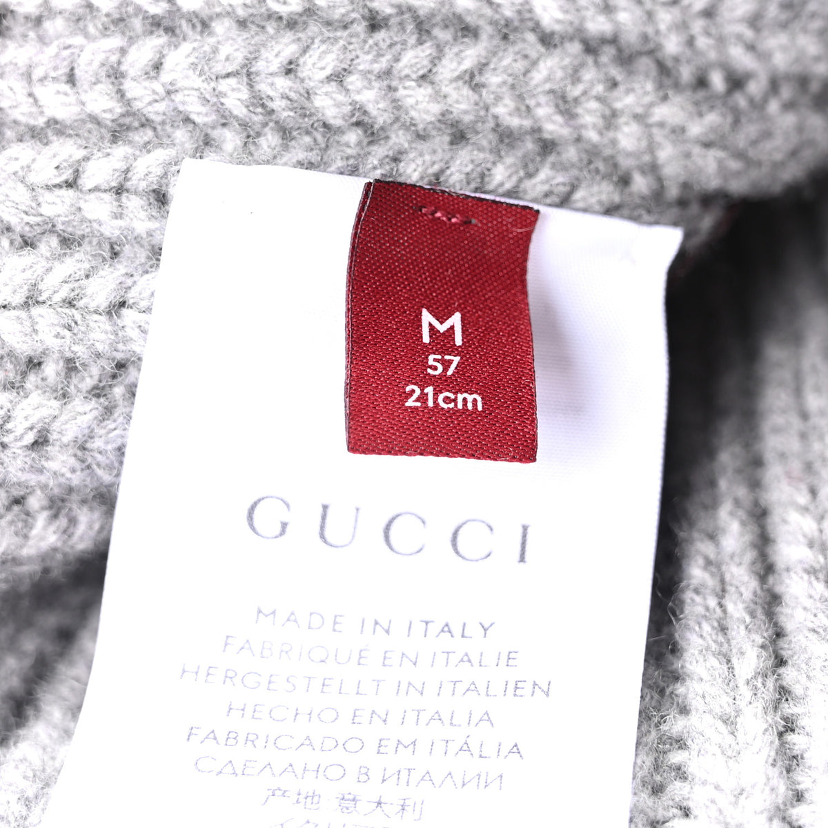 Gucci Wool Cashmere Knit Double G Beanie Hat M Light Grey 6 of 6