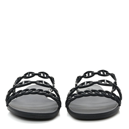 Hermes Rubber Chaine d'Ancre Rivage Sandals 37 Black 2 of 8