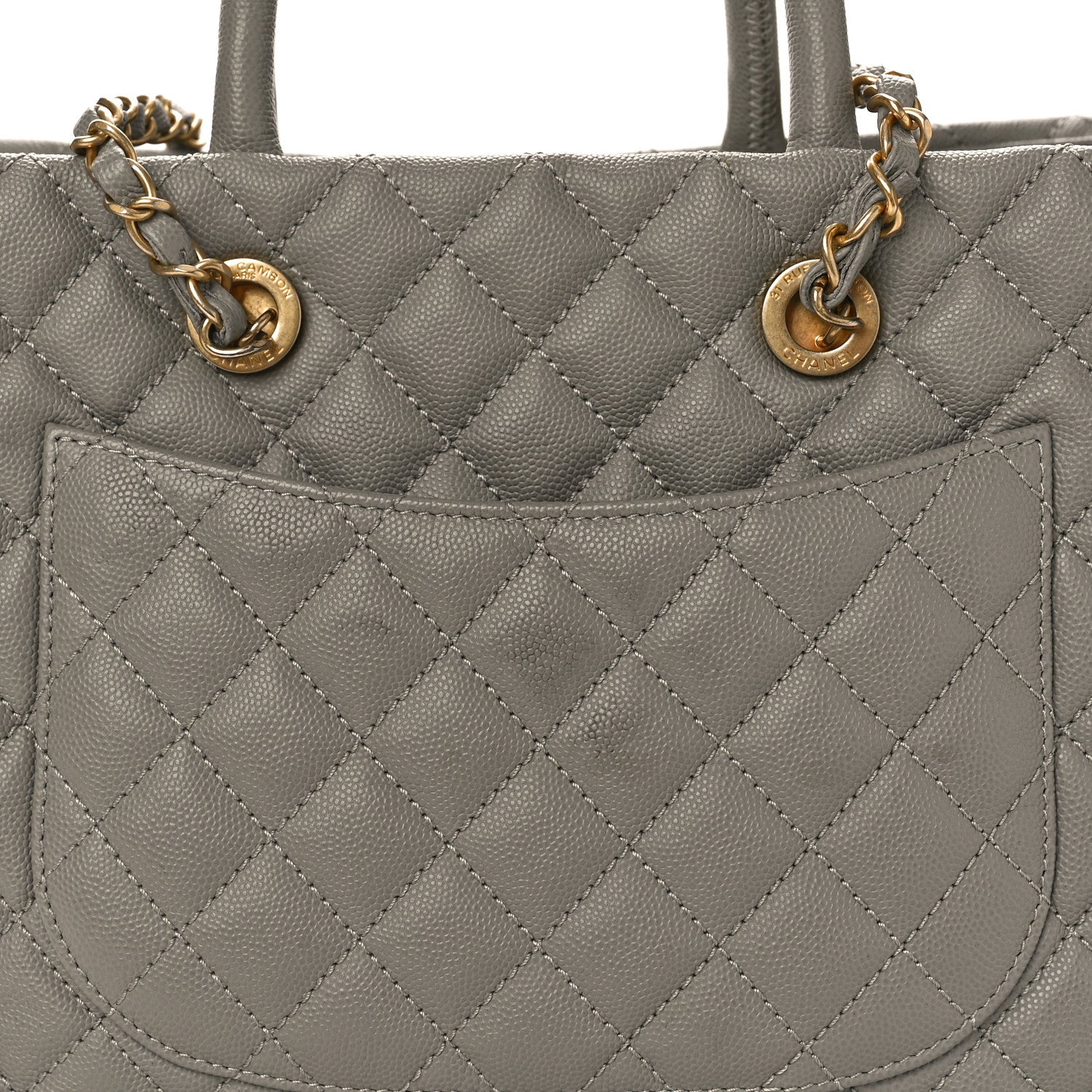Chanel Caviar Quilted Coco Handle Shopping Tote Grey 10 of 10